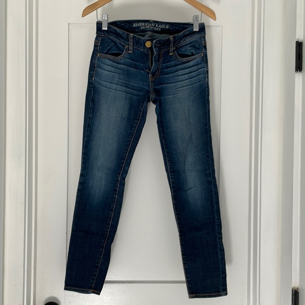 American Eagle dark denim, size 4 “short”